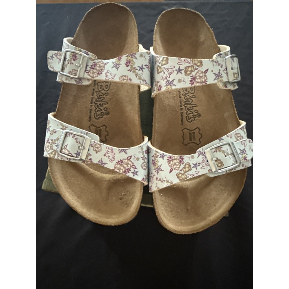 Birki's Birkenstock Women's Floral white Slip On Sandals Nwob Sz 7
